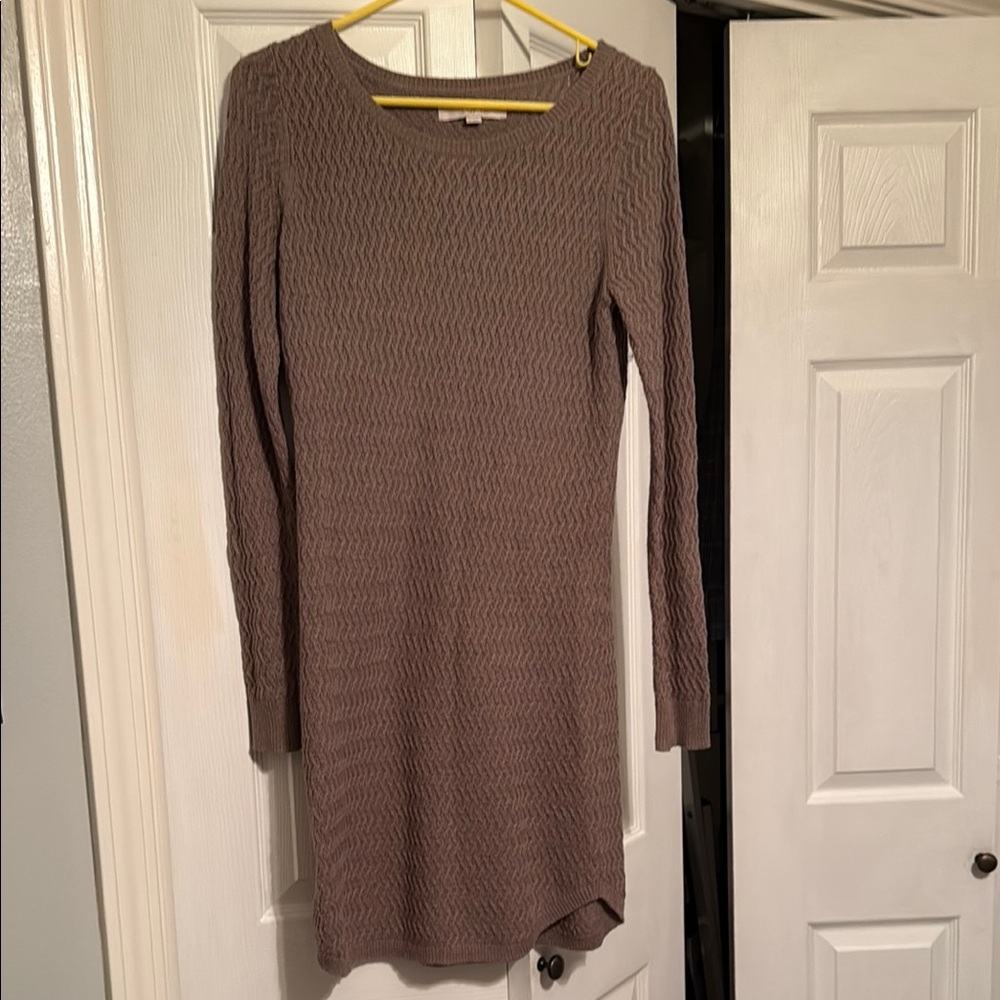 LOFT High Low Knit Dress in Taupe